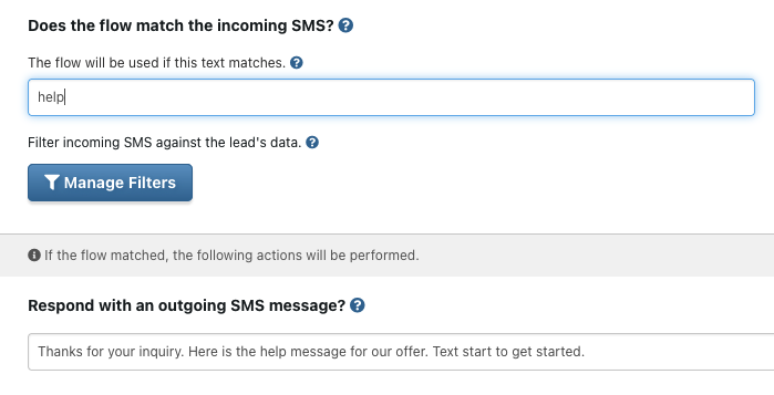 Features ai sms flows help